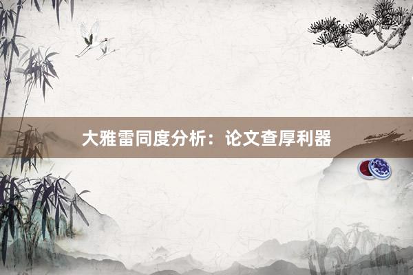 大雅雷同度分析：论文查厚利器